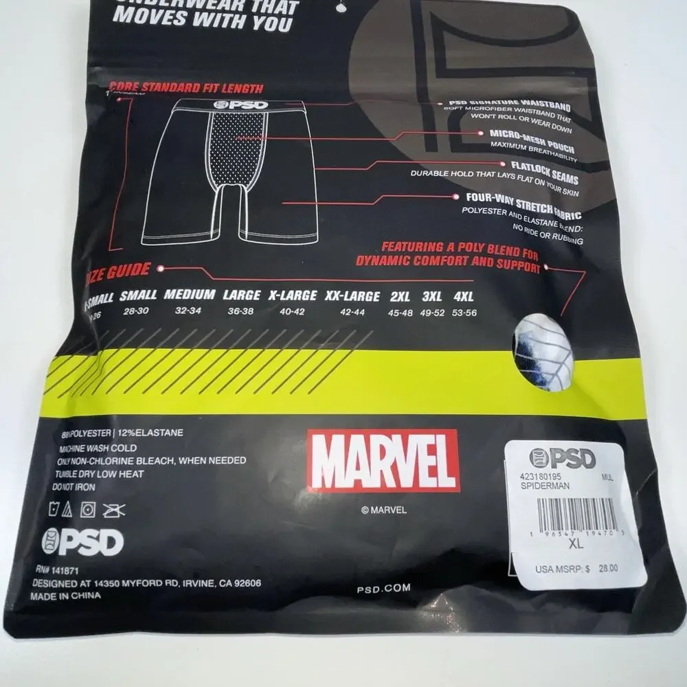 PSD Mens Marvel Spiderman Boxer Briefs XL Tie Dye‎ Underwear 423180195 New